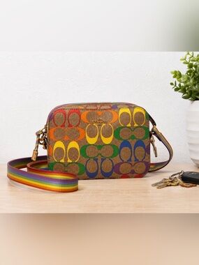 Coach Multicolored Signature Crossbody with Rainbow Strap